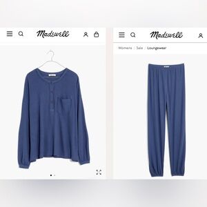 Madewell Waffle Knit Henley and Pajama Pant Set, Size S